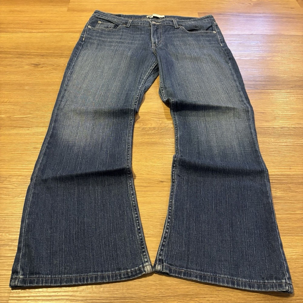 Levi's 518 Superlow Jeans Womens 34x29 Bootcut Blue Denim Whisker Fade‎ Cowgirl